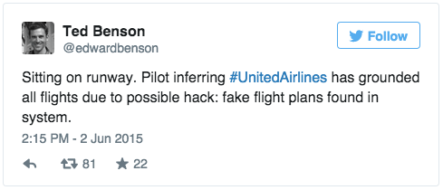 Tweet of message from Ted Benson